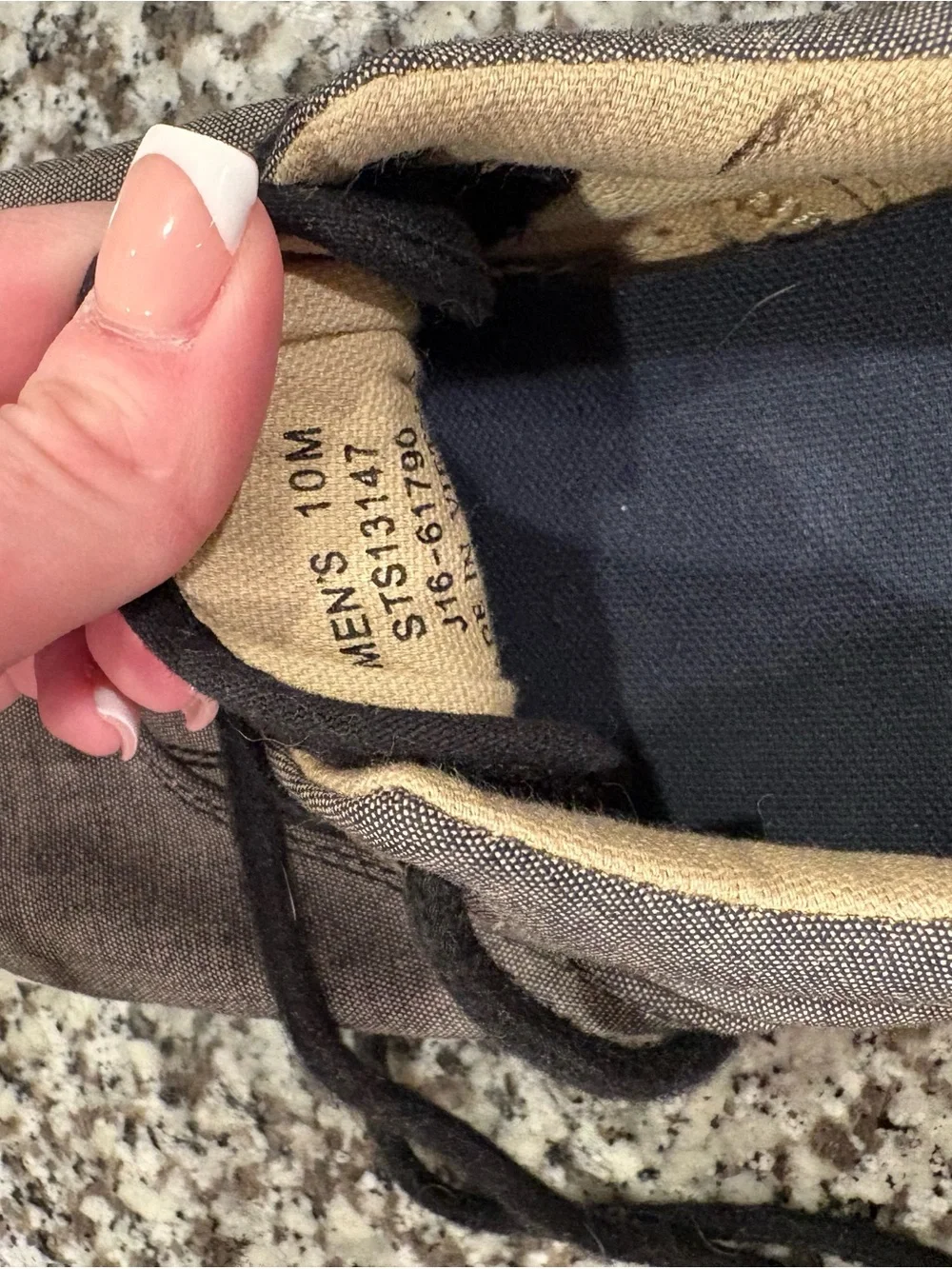 Sperry Men's Gray Canvas Lace-Up Boat Shoes with Black Laces